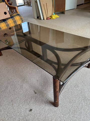 Vintage salontafel met rookglas