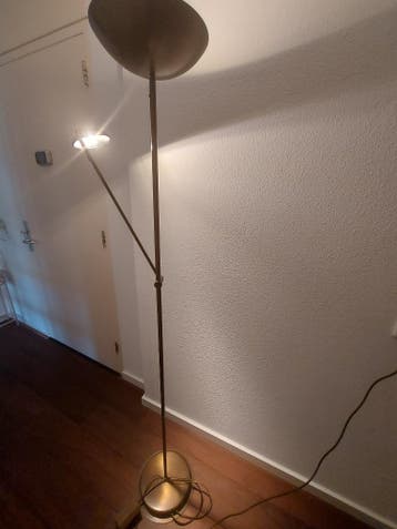 Vloerlamp met leeslamp messing halogeen