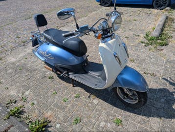 Benzhou 50 Retro Snor Scooter - Blauw/Crème