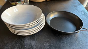 Gratis diepe borden (7) & koekenpan