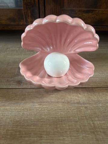 Vintage Roze Schelp Lamp met Parel - Sfeervolle Verlichting