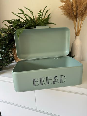Broodtrommel mintgroen met 'BREAD' opdruk