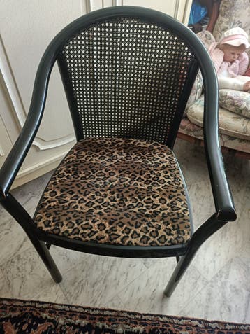 4 eetkamerstoelen met luipaardprint zitting