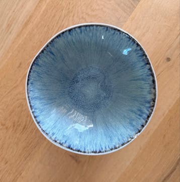 Servies set blauw/wit