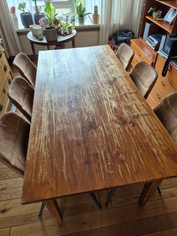 GRATIS: Hardhouten eettafel met 2 lades (180x88,5x80cm)