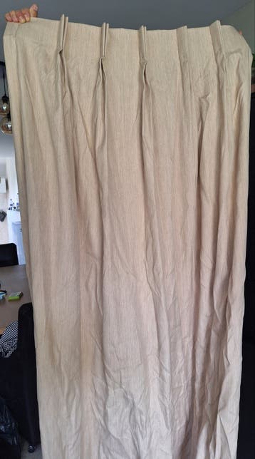 Gordijnen 2.37 m lang 2 stuks beige/ licht bruin