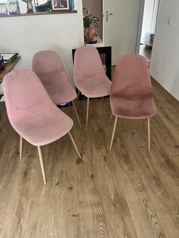Set van 4 roze eetkamerstoelen - Gebruikt