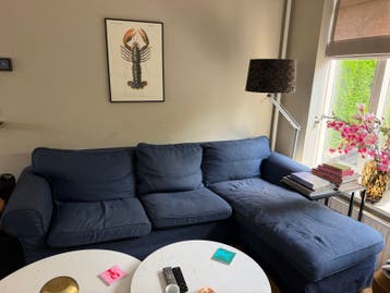 Gratis blauwe Ektorp hoekbank met chaise longue