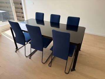 Robuuste zwarte eettafel 90x180 cm (6-8 pers.)