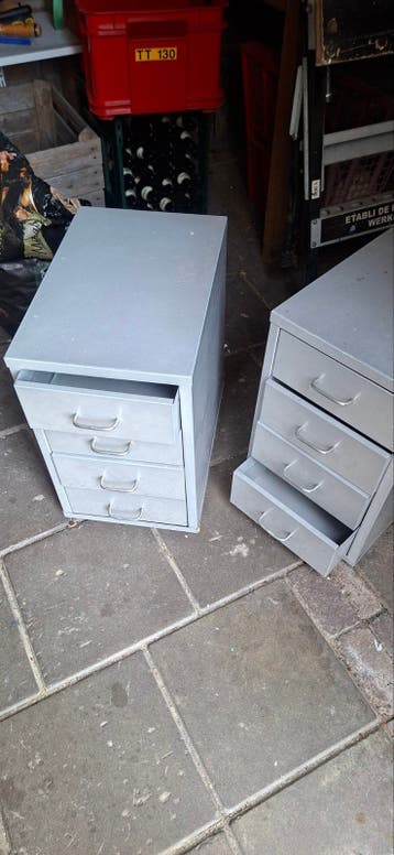 Metalen ladekasten (2 stuks) - Grijs