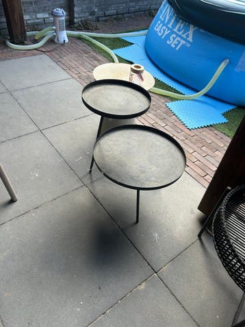 Metalen plantentafel - Set van 2 ronde bijzettafels