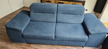 Comfortabele 2- en 2,5 zitsbank  - Blauw stof