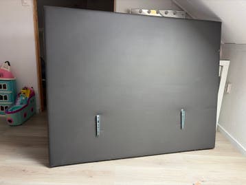 Gratis hoofdbord voor tweepersoonsbed - Grijs leer