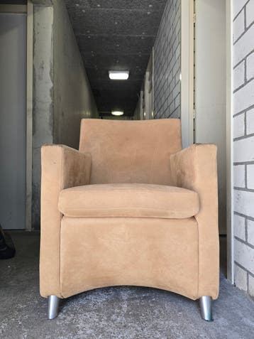 GRATIS LEOLUX DOLCINEA DESIGN FAUTEUIL Beig stoel leer suede