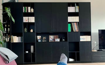Woood Finca Servies-, Boeken- en TV-Kast Zwart Grenen