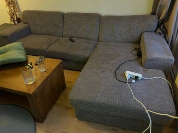 Gratis Grijze Stoffen Hoekbank - 2.8m breed, zitdiepte 58cm