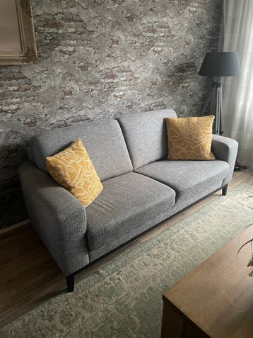 Comfortabele grijze bank en fauteuil