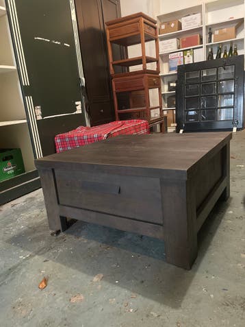 Robuuste salontafel met lade - Donkerbruin hout