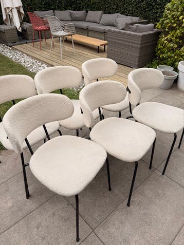 6 eetkamerstoelen met metalen frame