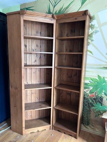 Grats set van 2 massief grenen boekenkasten