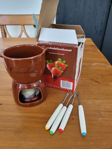 Chocoladefondue set 4-persoons met vorkjes