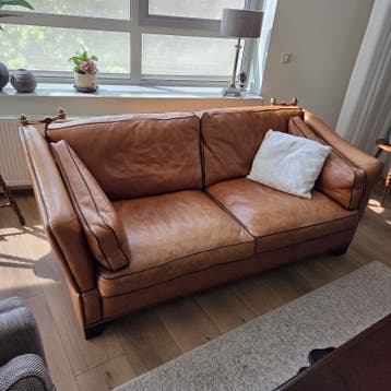 Gratis Leren 2-zitsbank en fauteuil set - Vintage stijl.