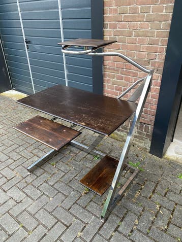 Uniek Vintage Bureau - Hout en Metaal