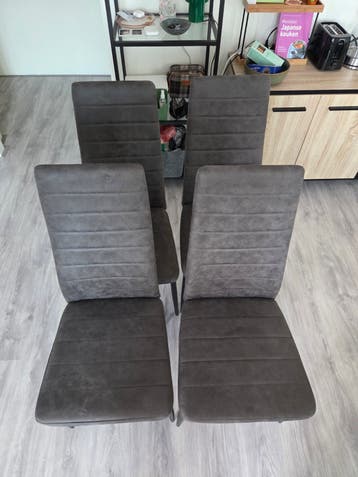 Set van 4 moderne eetkamerstoelen - Grijs stof