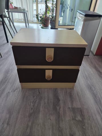 Nachtkastje met 2 lades - Hout en donkerbruin