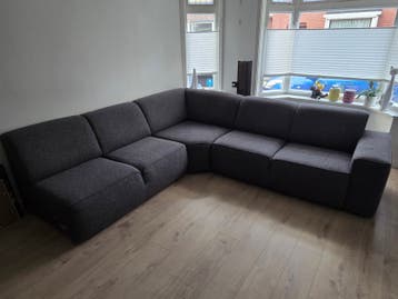 Antraciet/grijze stoffen hoekbank 270x250cm (3 delen)