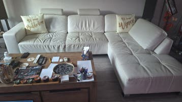 Lederen bankstel wit