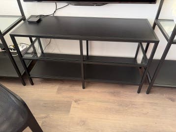 Ikea TV-meubel zwart metaal en hout