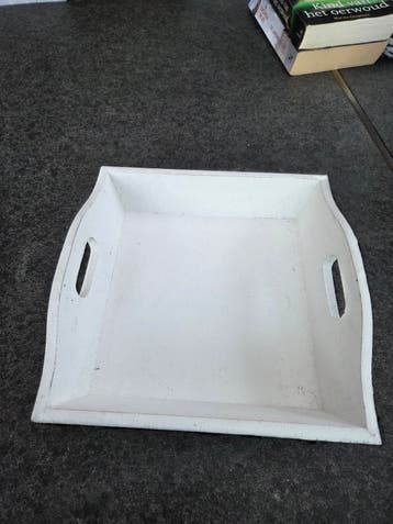 Decoratieve houten dienblad, wit geverfd