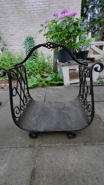 Vintage metalen haardmand / houtmand