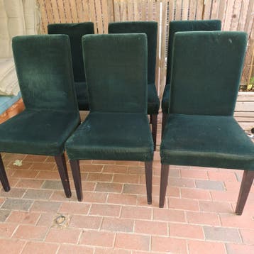 Set van 6 donkergroene eetkamerstoelen