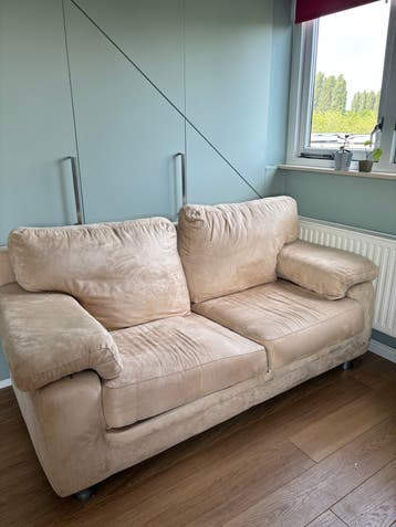 Comfortabele 2-zits bank, beige stof