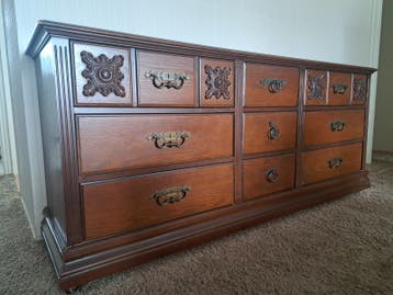 Vintage houten dressoir met 9 laden