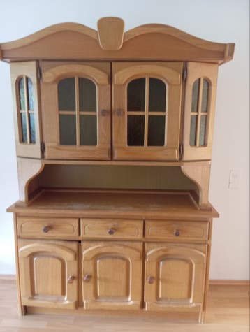Houten buffetkast met vitrine en lades