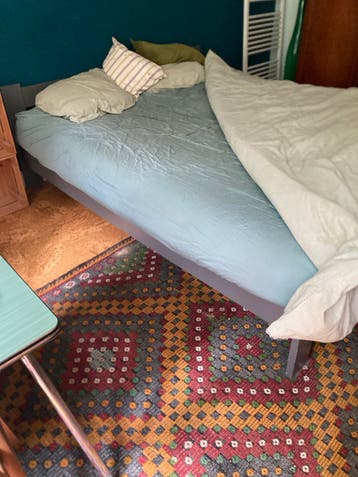 Tweepersoonsbed met matras - Grijs Hout