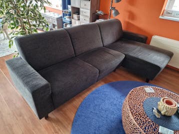 Donkergrijze hoekbank met chaise longue (275 x145)
