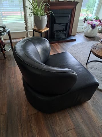 Zwarte Leren Fauteuil - Comfortabele stoel.