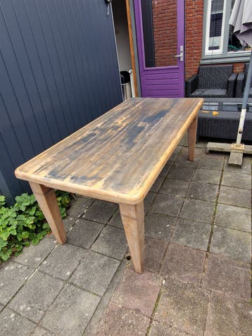 Grote houten tafel 2x1m met 4 lades