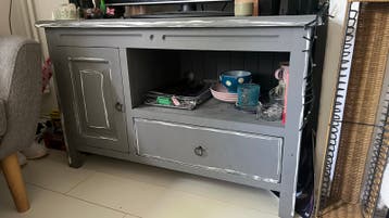 Grijze houten TV-kast / Dressoir met lade en deurtje