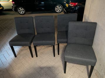 4 eetkamerstoelen grijs/zwart - GRATIS!