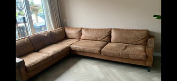 Cognac kleur hoekbank