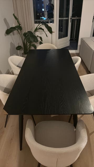Zwarte tafel 90x200 met afgebroken hoek