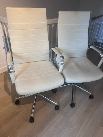 Set van 2 Crèmekleurige Bureaustoelen