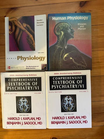 Studieboeken, psychiatrie, fysiologie (engels)