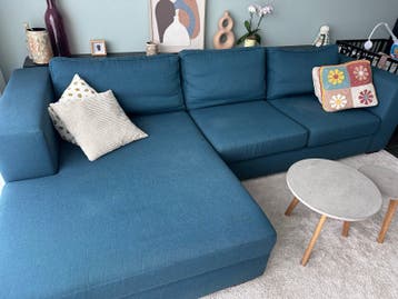 GRATIS OP TE HALEN! Haco hoekbank petrolblauw, 300 cm breed