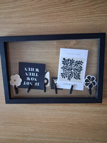 Zwarte fotolijst met clips en glas